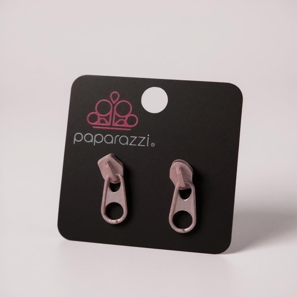 Paparazzi | Blush Pink Zipper Earrings Beach Novelty Vibes